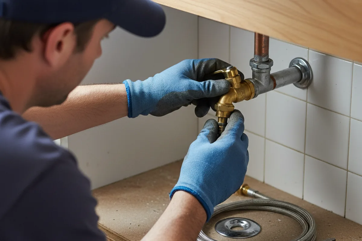 Shutoff valve and fitting work during Burst Pipe Repair in Washington
